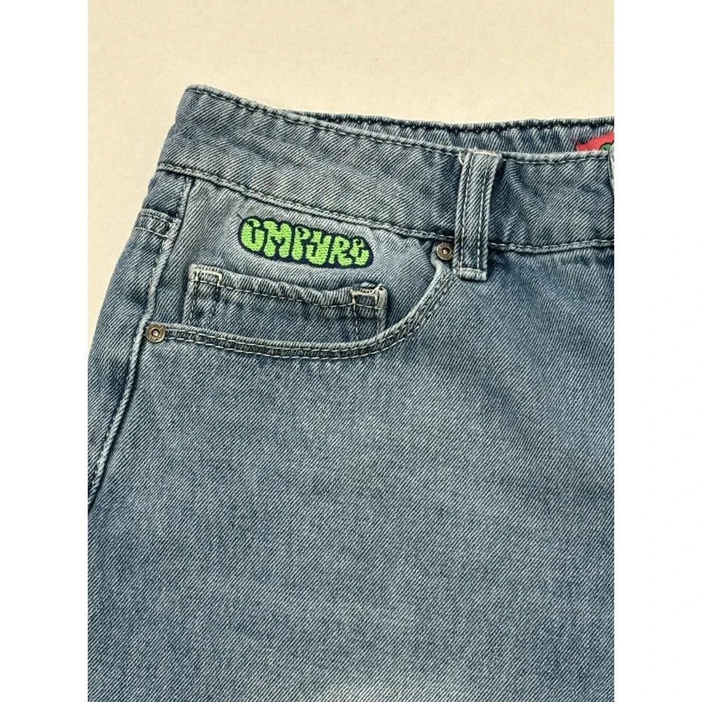 Gmpyre Womens Baggy Denim Shorts Blue Y2K Skater Streetwear Size 2 Medium